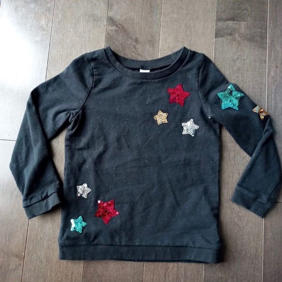 CARTERS Black Star Print Crew Neck Long Sleeve Top - Picture 2 of 3